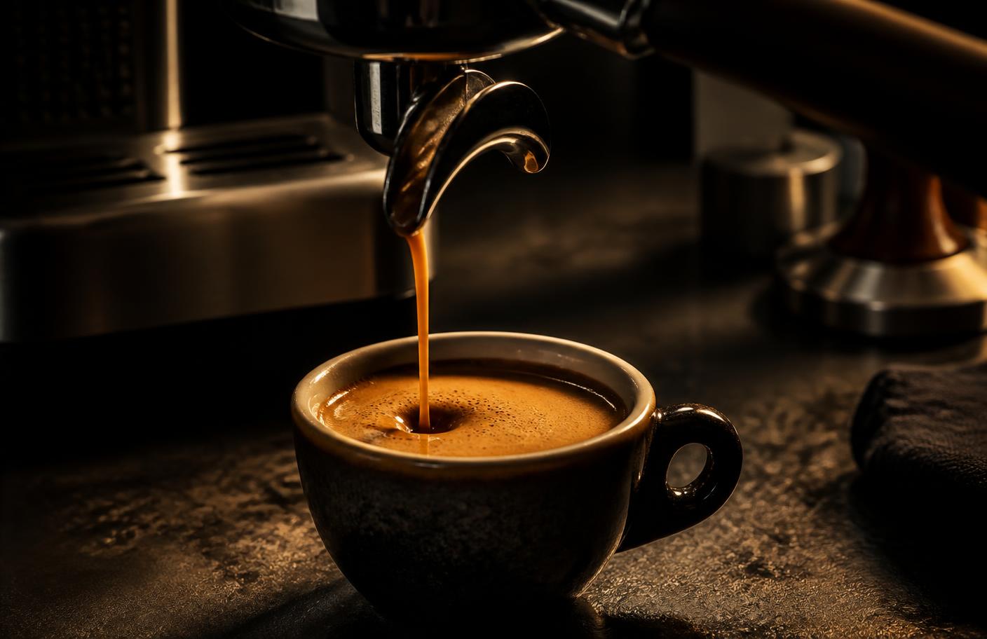 Extraction d'un espresso Café Ardent avec une crema dorée